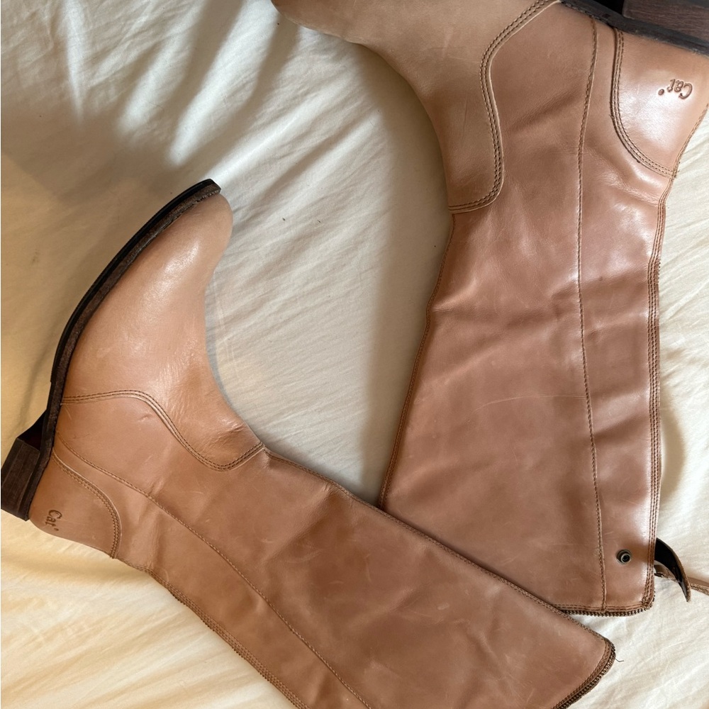 Caterpillar Women's Over the Knee Tan Leather Boots